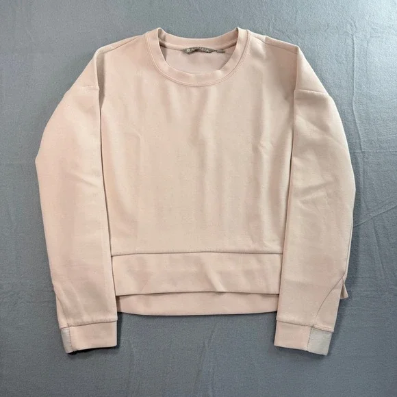 Athleta Sweatshirt Womens XXS Pastel Pink Cropped High-Low Crewneck Loungewear - Picture 2 of 8